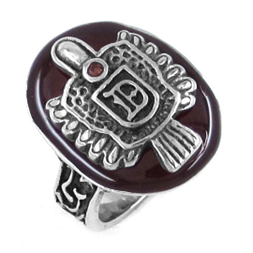 Stainless Steel Ring Red Stone Ring SWR0215 - Click Image to Close